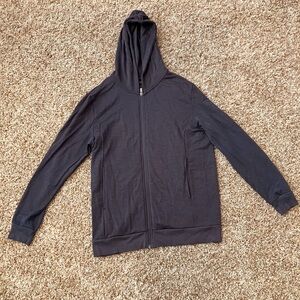 Unbound Merino L Wool Men's Charcoal Zip-Up Hoodie Sweater